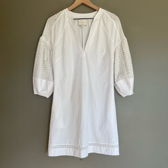 BROCHU WALKER Koren Dress White Size XS Eyelet Lace Oversized Relaxed Chic Crisp - Picture 5 of 16